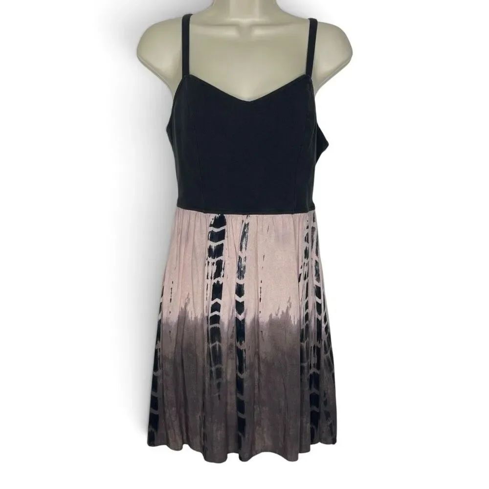 AEO American Eagle Mini Strappy Dress Black Pink Tie Dye Women’s Size Medium